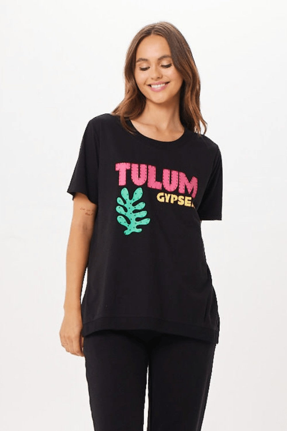 Black Tulum Jet Setter T-Shirt | Vintage Havana Women