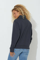 Black "Vintage University" Quarter Pigment Dyed Zip Sweatshirt | Vintage Havana Women
