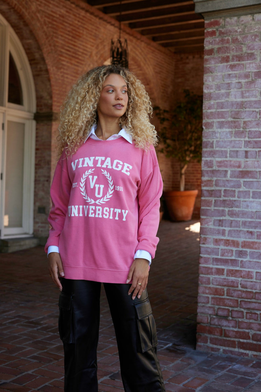 Red "Vintage University" Pigment Dyed Crewneck | Vintage Havana Women
