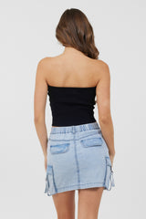 Black Rib Knit Twist Front Tube Top | Vintage Havana Women