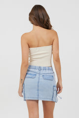 Sunrise Sand Rib Knit Twist Front Tube Top | Vintage Havana Women