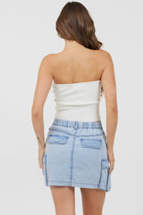 White Rib Knit Twist Front Tube Top | Vintage Havana Women