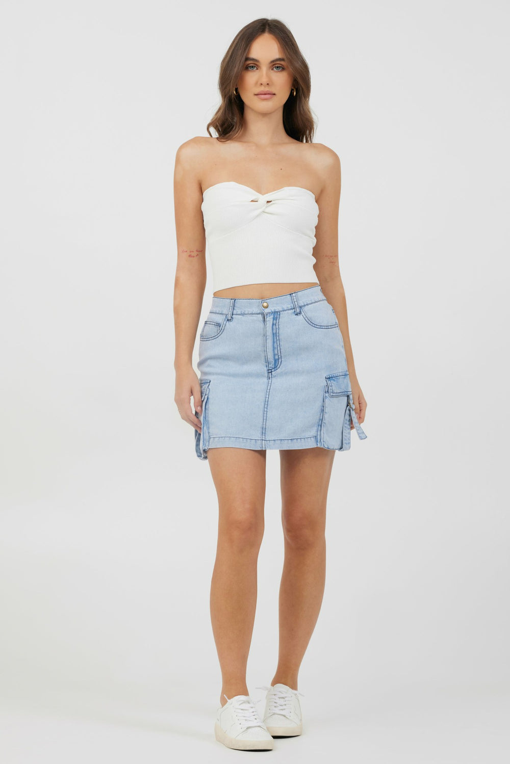 White Rib Knit Twist Front Tube Top | Vintage Havana Women