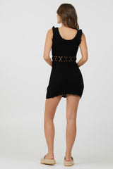 Black Ruffle Sleeve Crochet Dress | Vintage Havana Women