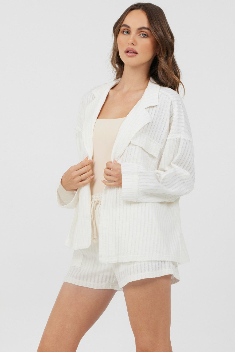 White Cotton Relaxed Blazer | Vintage Havana Women
