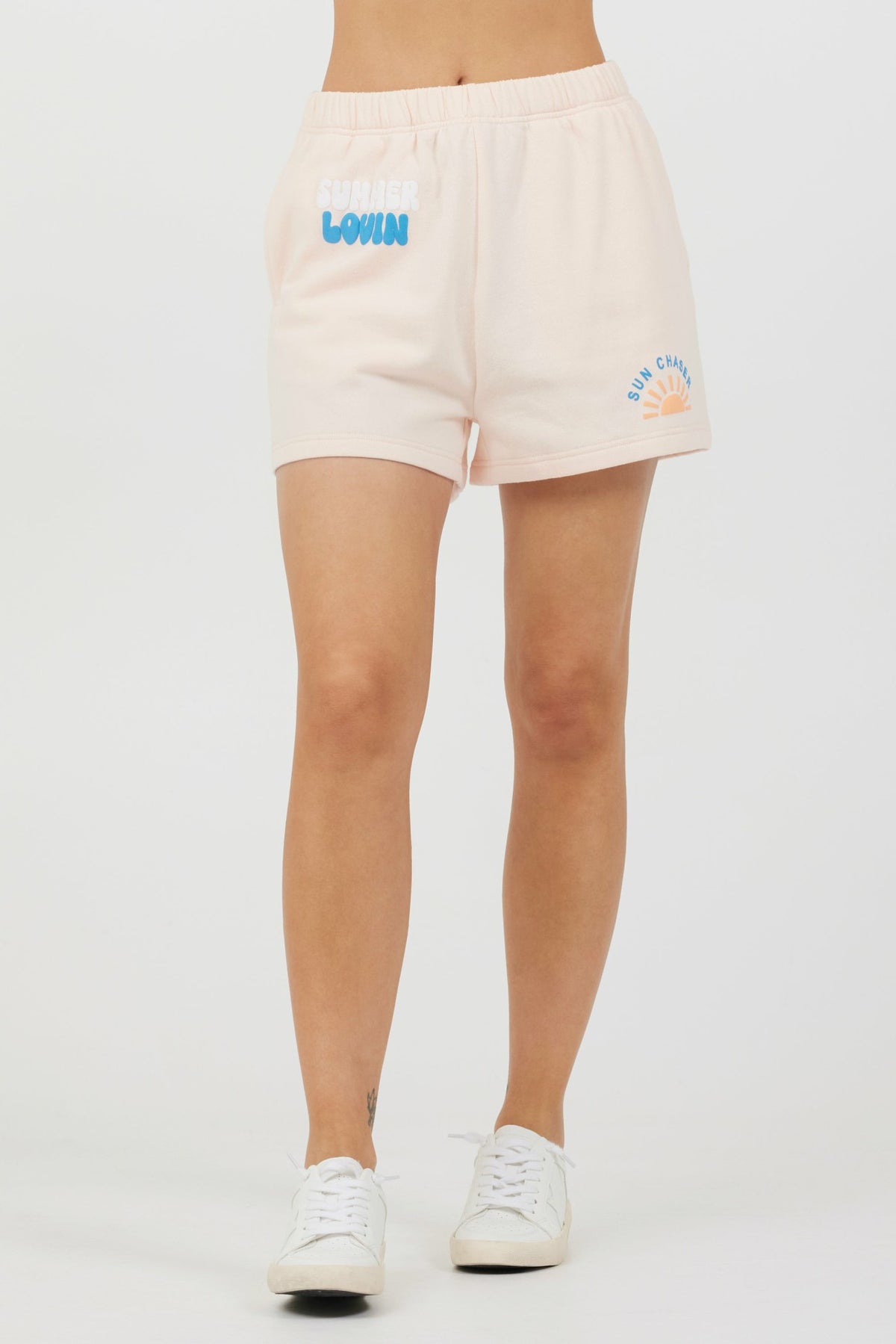 Peach Parfait W/ Multi Puff "Sunchaser" Surf Wash Shorts | Vintage Havana Women