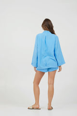Ocean Blue Washed Gauze Shorts | Vintage Havana Women