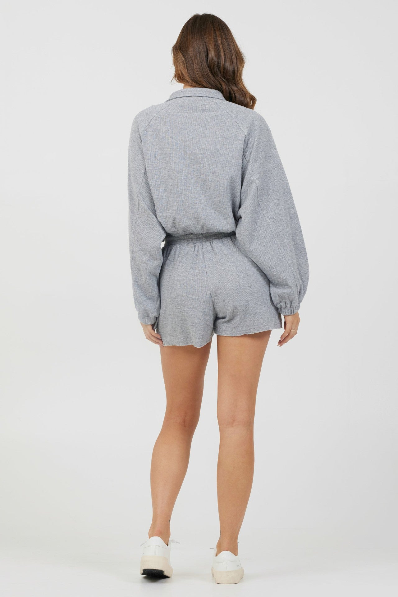Heather Grey Bounded Textured Jersey Shorts | Vintage Havana Women