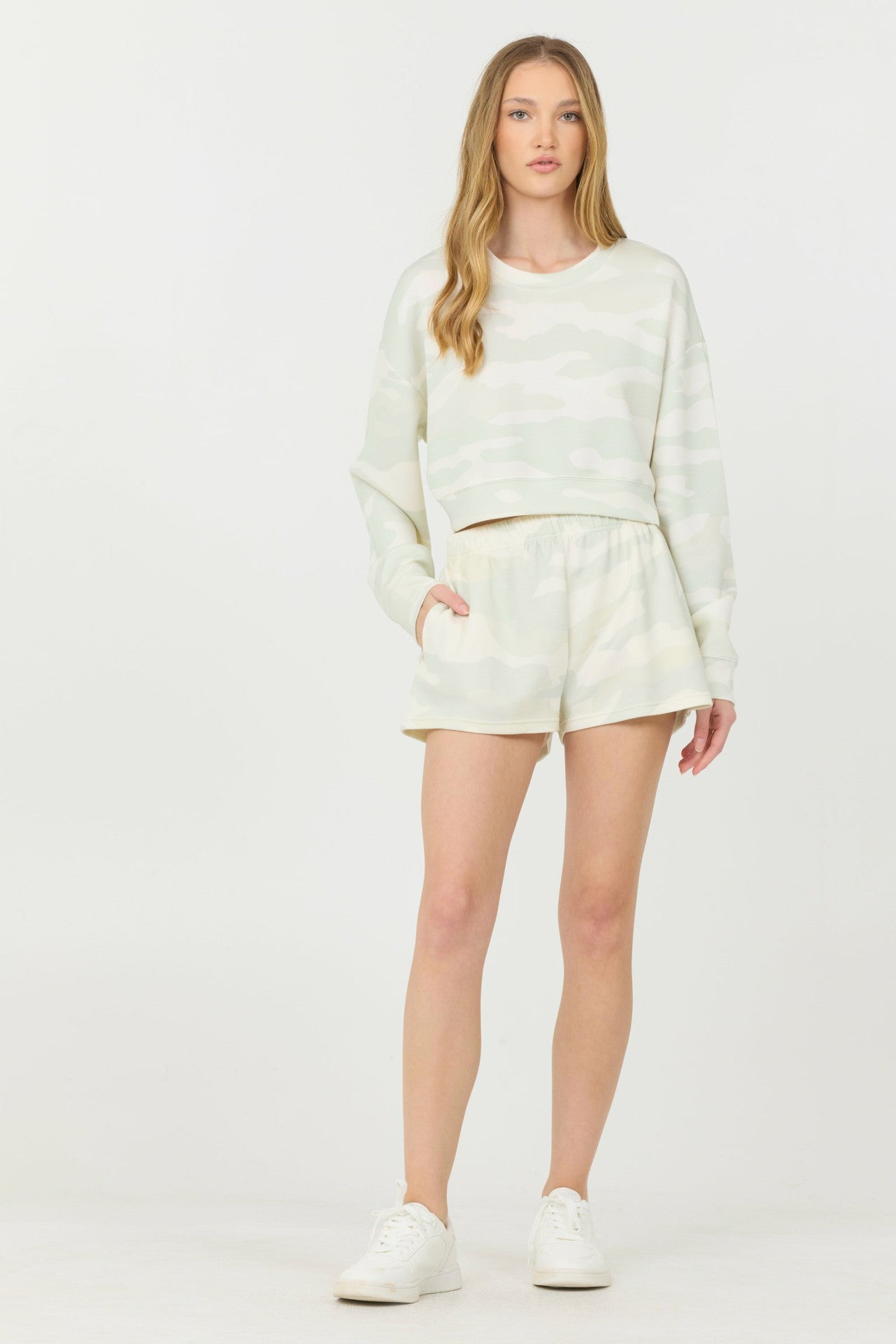 Spring Camo Printed Cloud Fleece Shorts | Vintage Havana Women