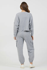 Heather Grey Bounded Textured Jersey Utility Crewneck | Vintage Havana Women