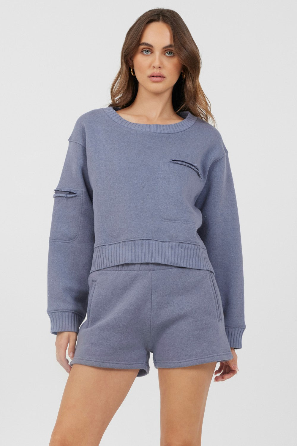 Storm Blue Essential Fleece Crewneck | Vintage Havana Women