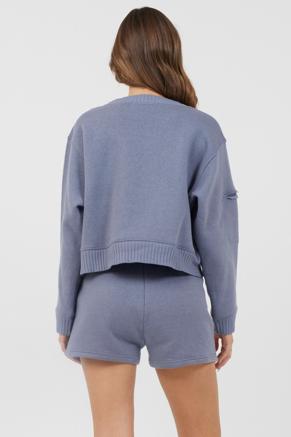 Storm Blue Essential Fleece Crewneck | Vintage Havana Women