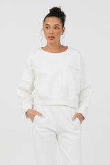 White Essential Fleece Crewneck | Vintage Havana Women