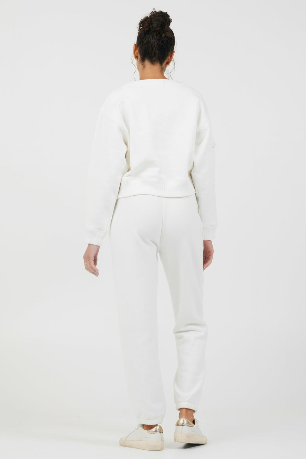 White Essential Fleece Crewneck | Vintage Havana Women