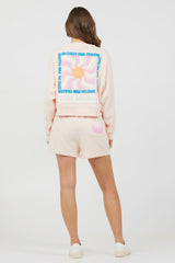 Peach Parfait W/ Multi Puff Print Surf Wash Crewneck | Vintage Havana Women