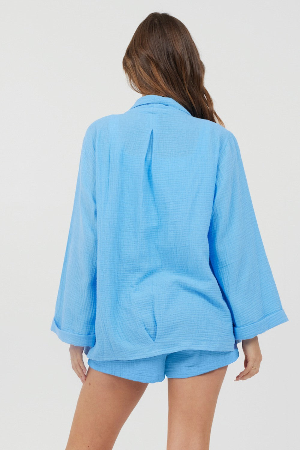 Ocean Blue Washed Gauze Blazer | Vintage Havana Women