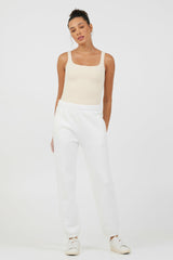 White Essentials Fleece Joggers | Vintage Havana Women