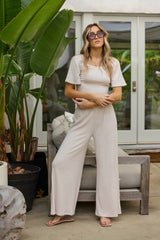 Heather Oatmeal Drapey Knit Cut Out Pants | Vintage Havana Women