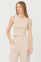 Vanilla Cream Cashmere Fleece Rib Tank | Vintage Havana Women