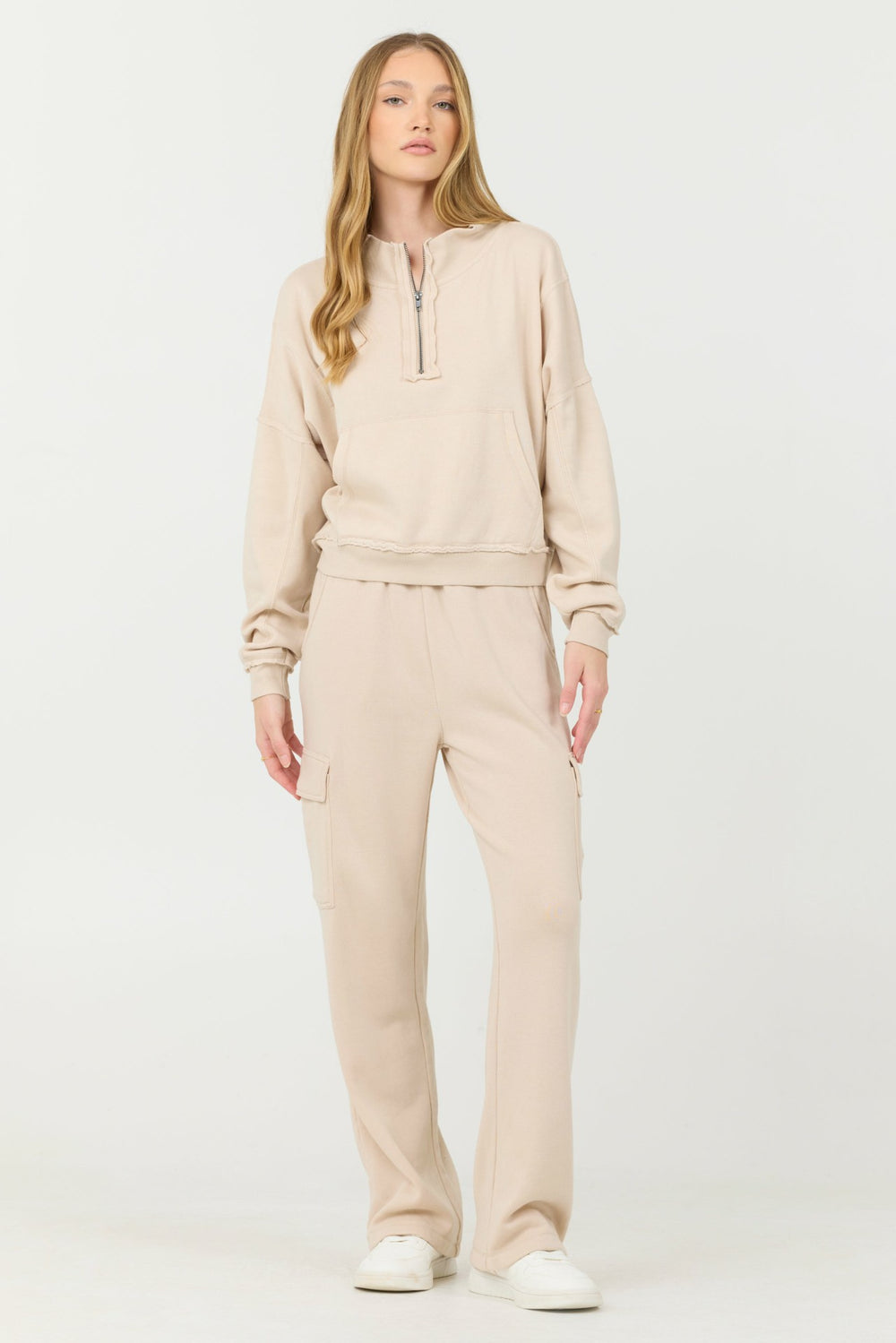 Vanilla Cream Cashmere Fleece Quarter Zip | Vintage Havana Women