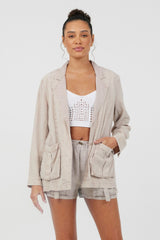 Khaki Tencel Blazer | Vintage Havana Women