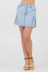 Washed Denim Tencel Cargo Pocket Skirt | Vintage Havana Women