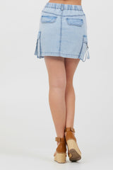 Washed Denim Tencel Cargo Pocket Skirt | Vintage Havana Women