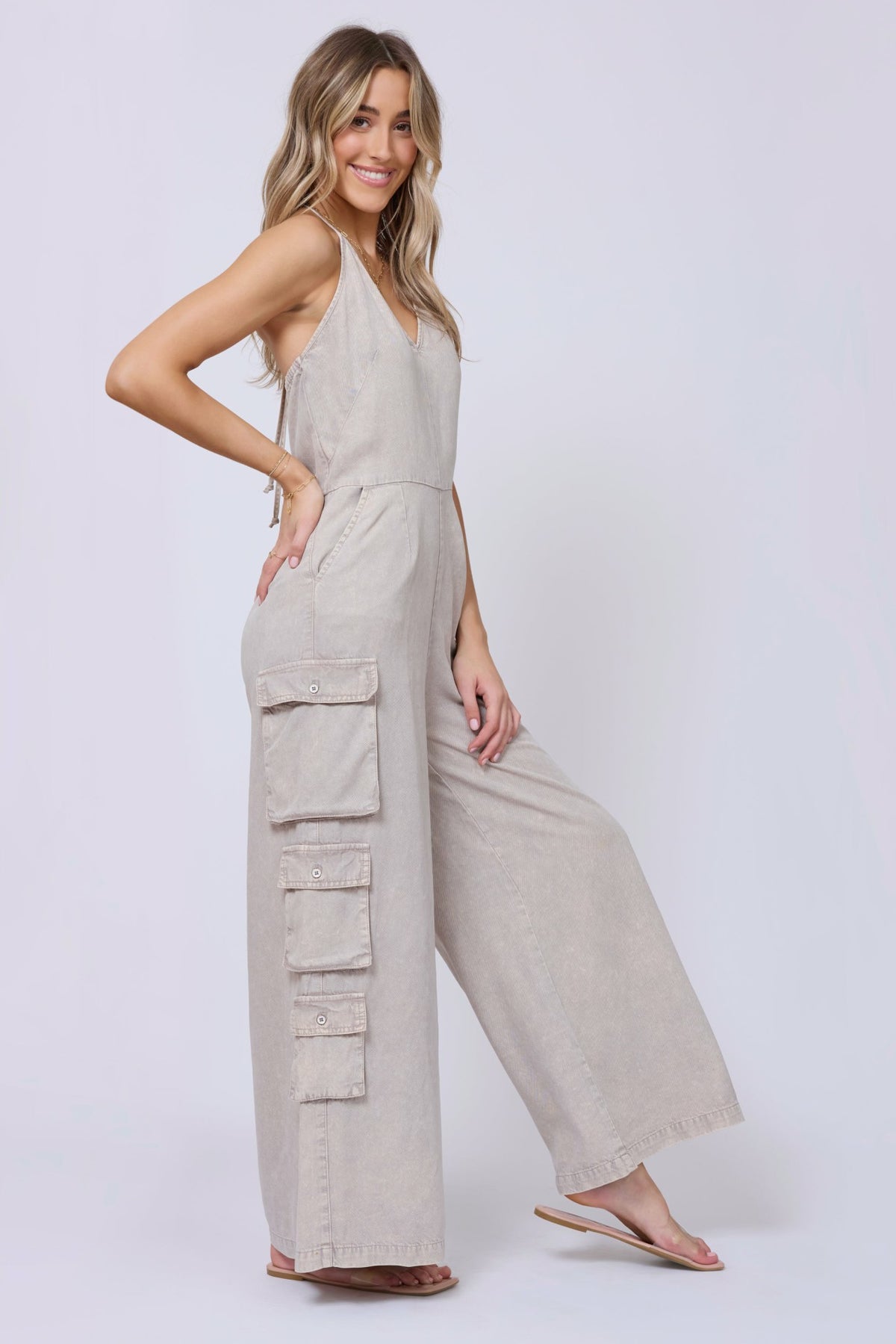Khaki Tencel Jumpsuit | Vintage Havana Women