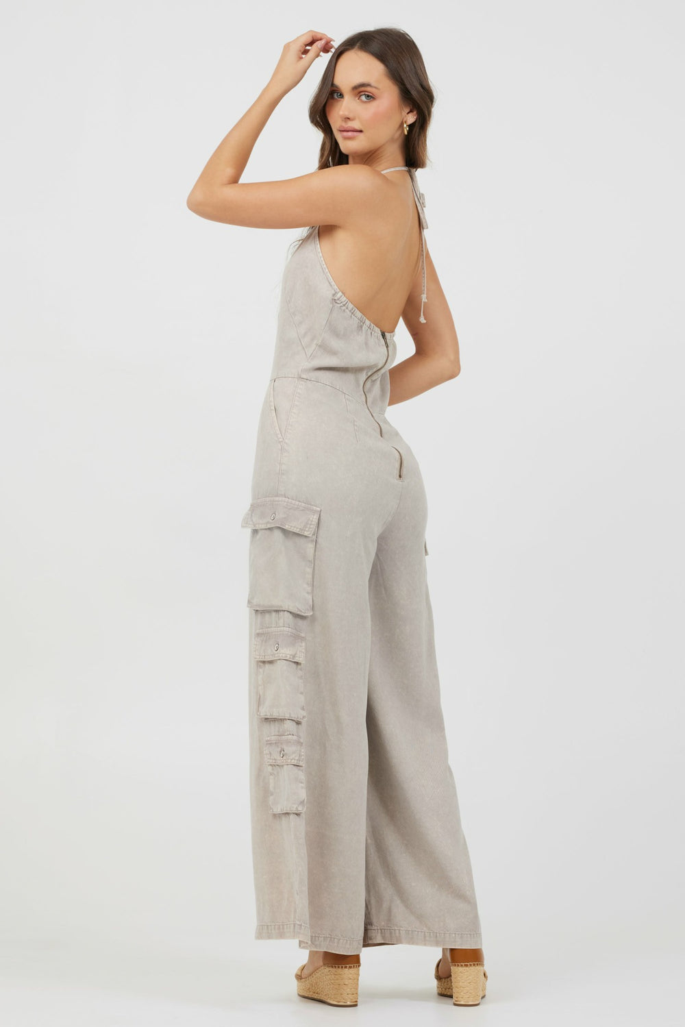 Khaki Tencel Jumpsuit | Vintage Havana Women