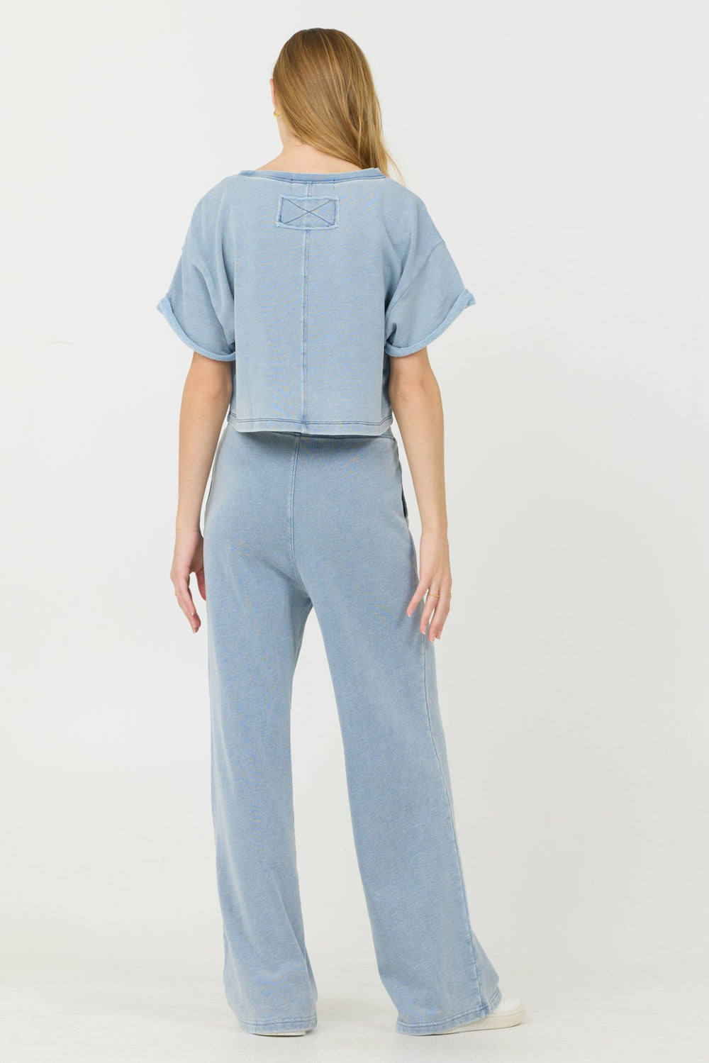 Washed Denim Terry Fleece Cropped Shirt | Vintage Havana Women