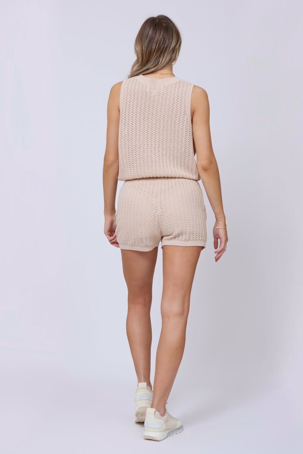 Bali Beige Open Crochet Shorts | Vintage Havana Women