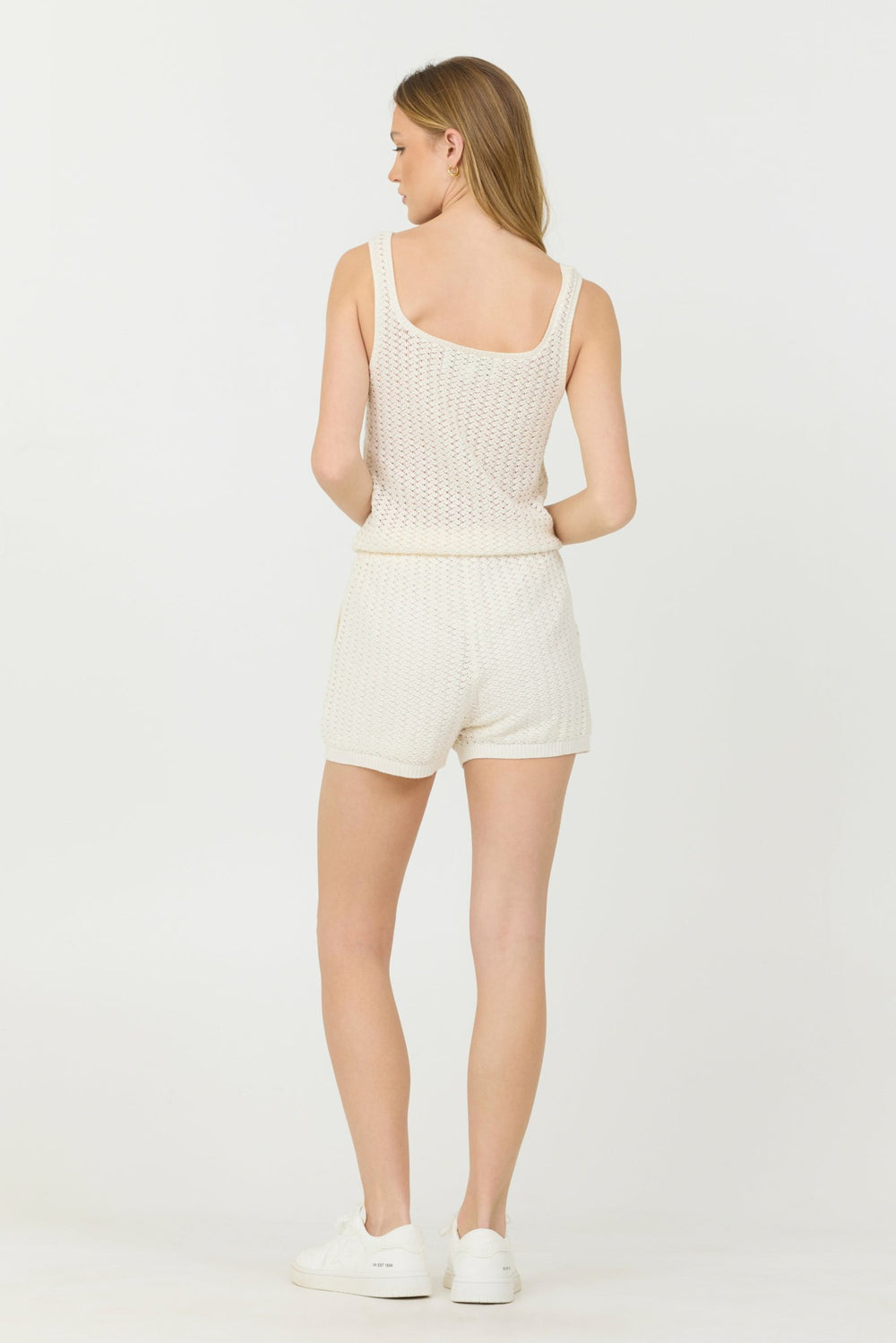 White Open Crochet Romper | Vintage Havana Women