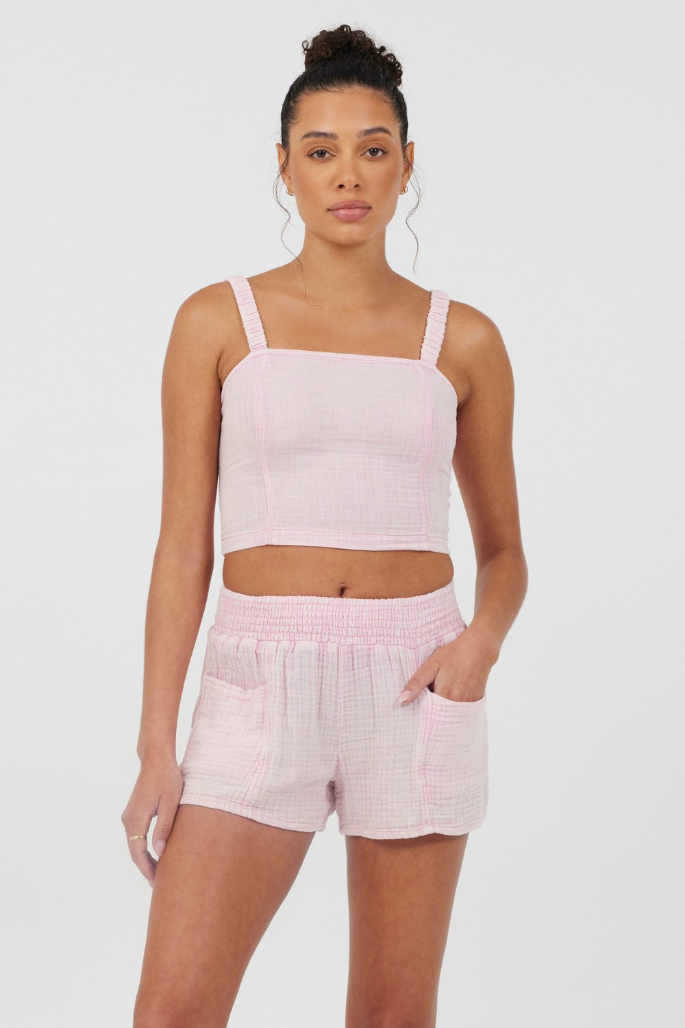 Washed Pink Gauze Cropped Tank | Vintage Havana Women
