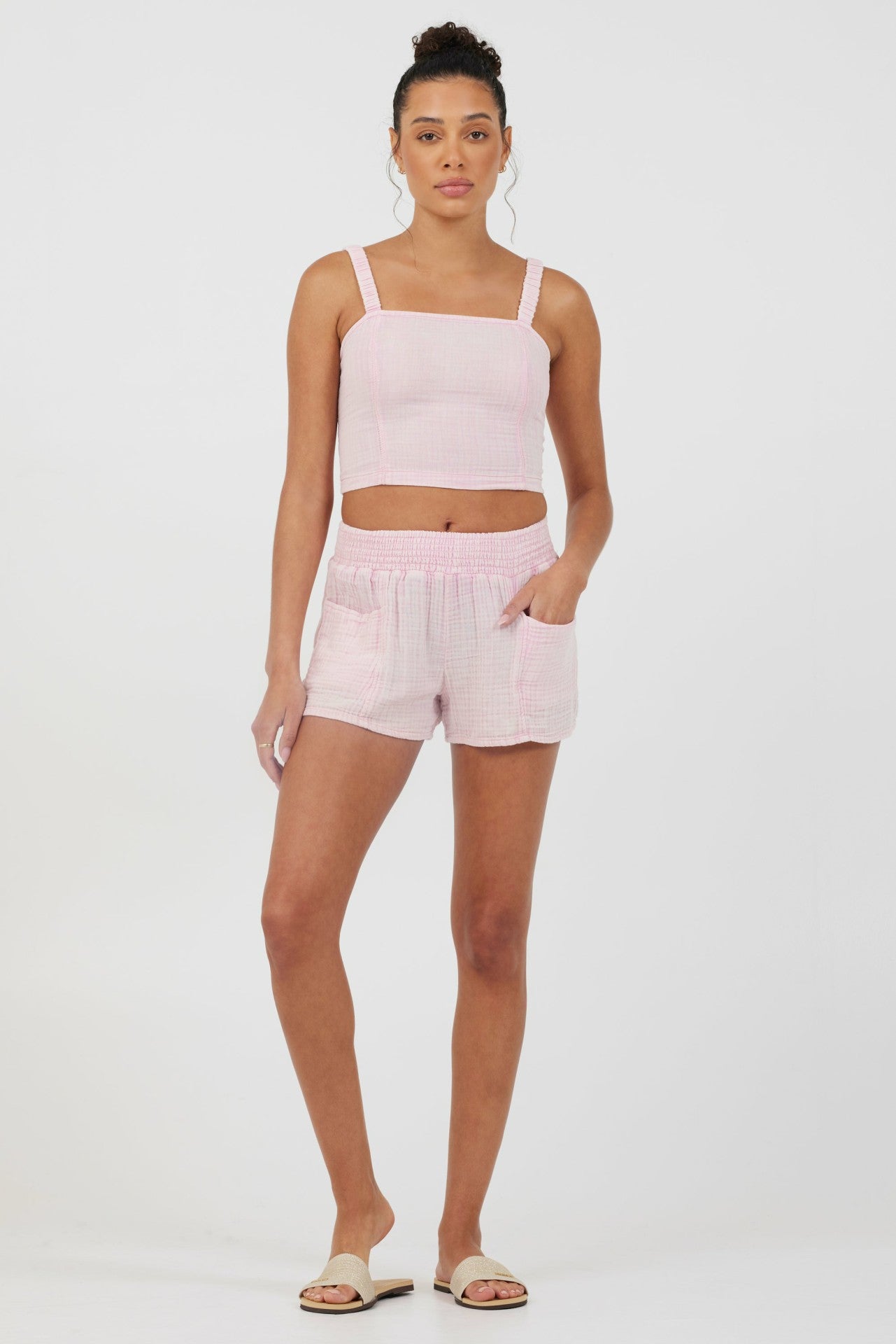 Washed Pink Gauze Cropped Tank | Vintage Havana Women