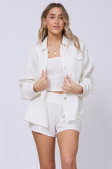 Washed White Gauze Button Up | Vintage Havana Women