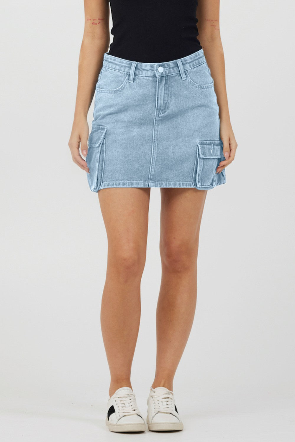 Light Wash Denim Cargo Skirt | Vintage Havana Women