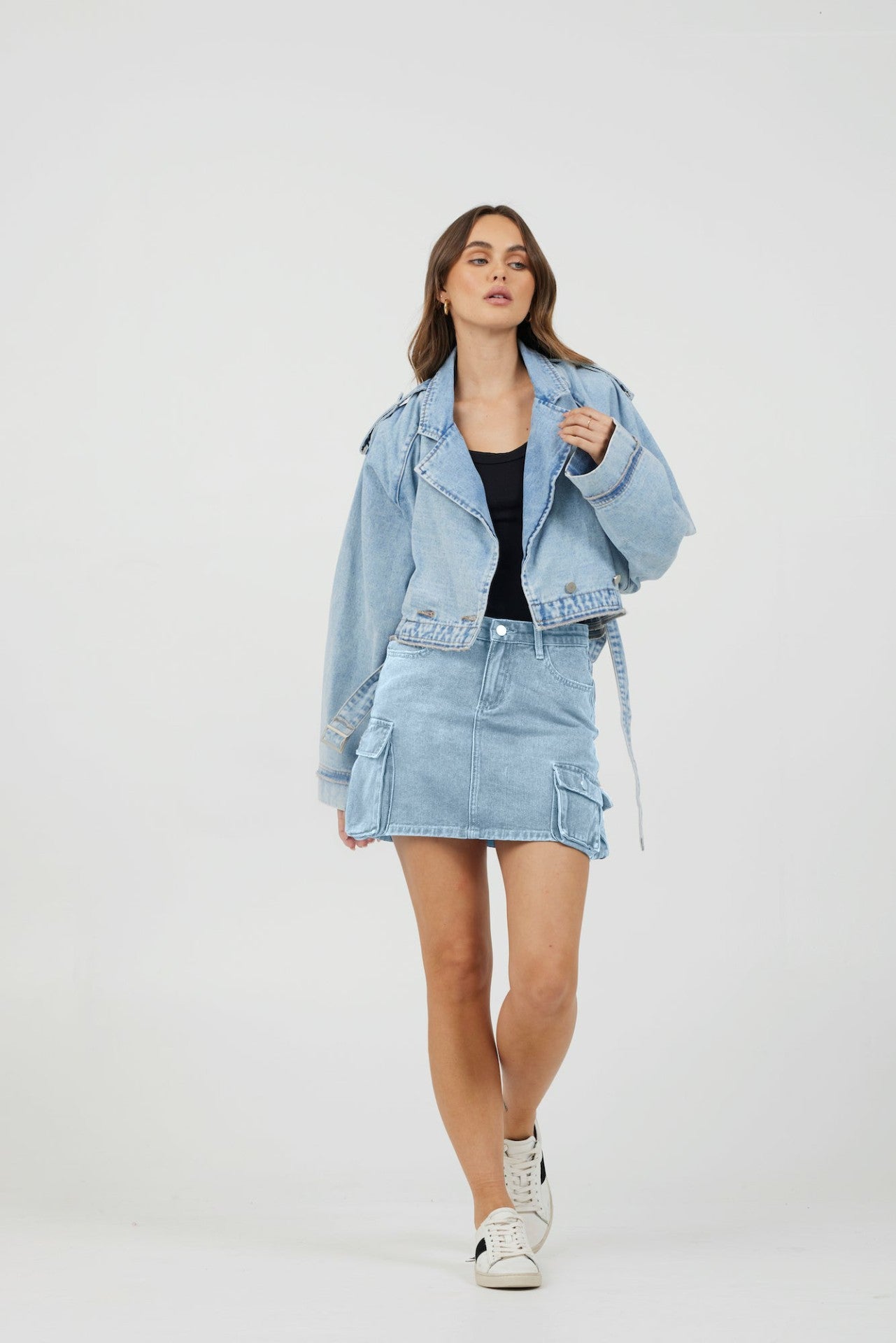 Light Wash Denim Cargo Skirt | Vintage Havana Women