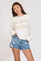 "le bleu ocean" Sandbar Solid Hacci Crewneck | Vintage Havana Women