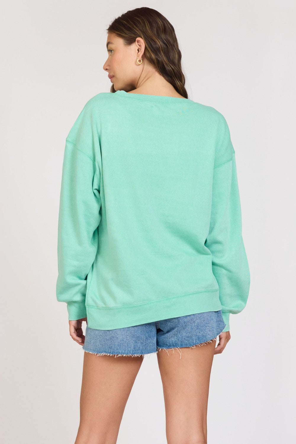 "Summer High" Surf Green Burnout Fleece Crewneck | Vintage Havana Women