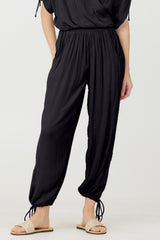 Black Rayon Crinkle Bottom Pants | Vintage Havana Women