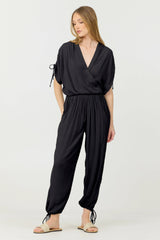 Black Rayon Crinkle Bottom Pants | Vintage Havana Women