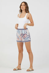 Blue & Pink Scenic Print Placement Shorts | Vintage Havana Women
