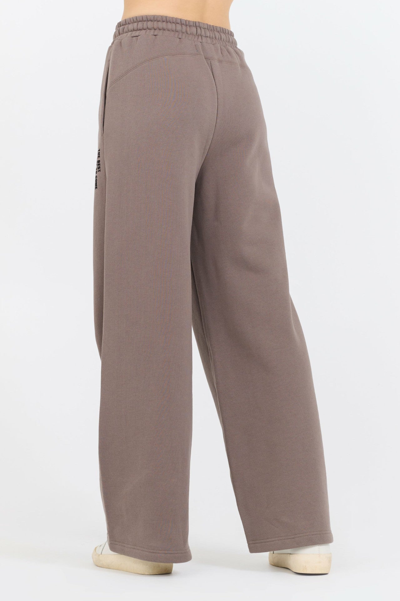 Taupe Grey Fleece Flare Pant W/ Flocking Details | Vintage Havana Women
