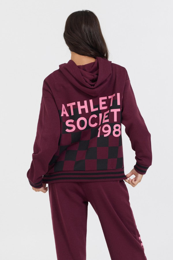 Cabernet W/ Rose Printed Heavy Surf Wash Hoodie | Vintage Havana Women