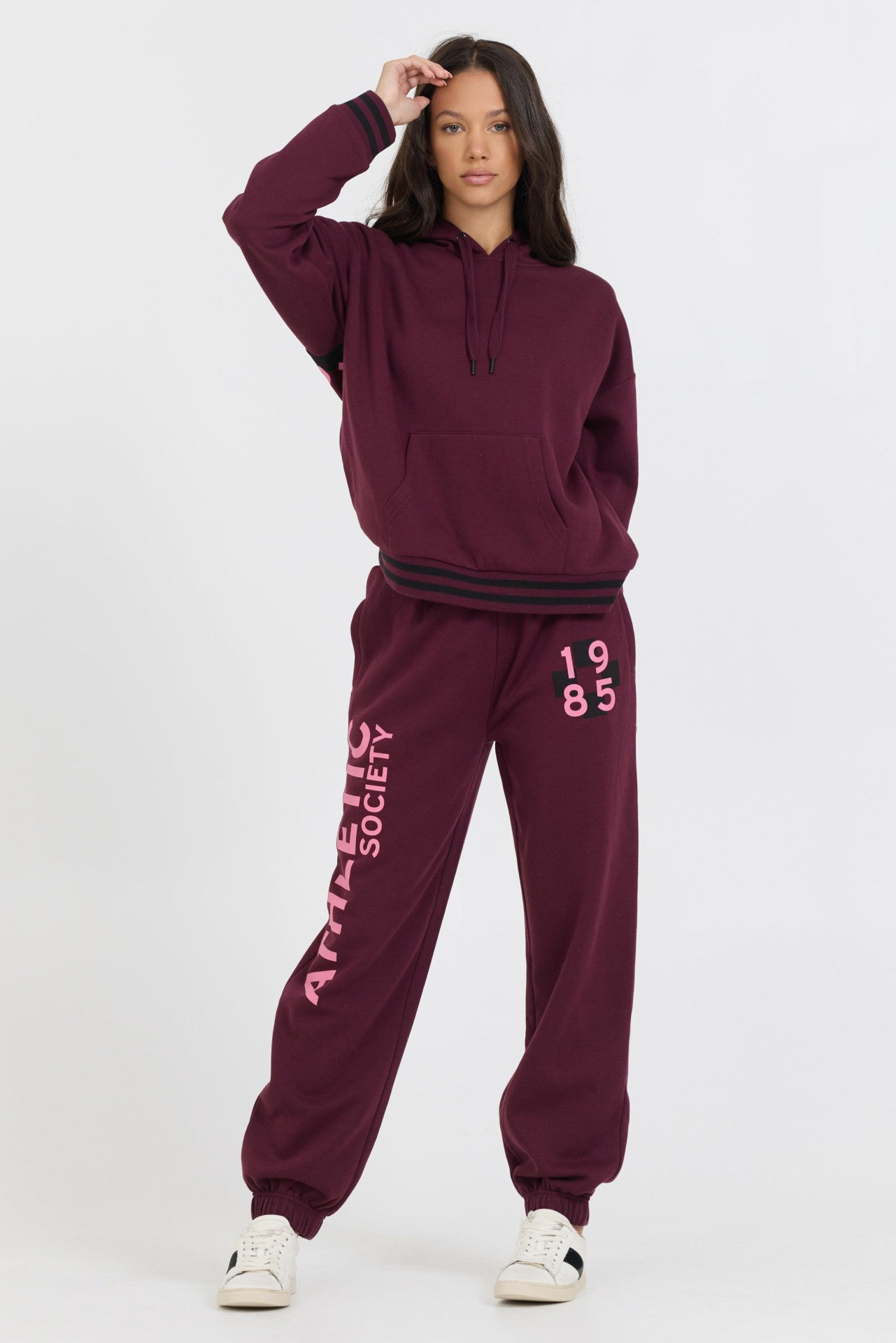 Cabernet W/ Rose Printed Heavy Surf Wash Hoodie | Vintage Havana Women