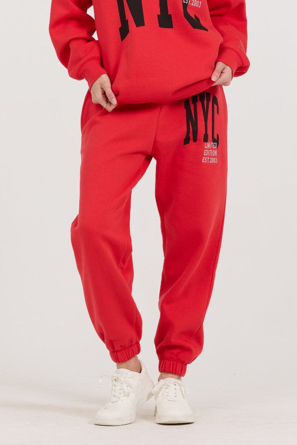 Red/ Black/ Light Grey Garment Dye Jogger W/ Screen Print | Vintage Havana Women