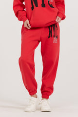 Red/ Black/ Light Grey Garment Dye Jogger W/ Screen Print | Vintage Havana Women