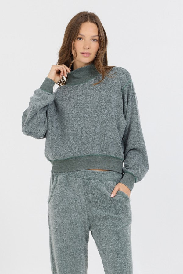 Dark Forest Reverse Fleece Mock Neck | Vintage Havana Women