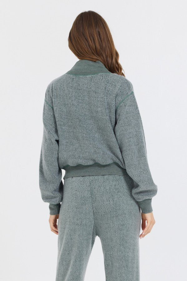 Dark Forest Reverse Fleece Mock Neck | Vintage Havana Women