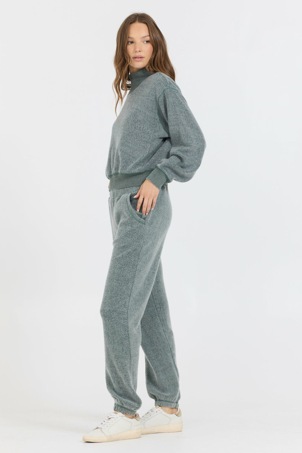 Dark Forest Reverse Fleece Mock Neck | Vintage Havana Women